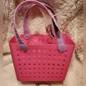 VIRAL Pink & Purple Mini Easter Reusable Basket Bag Tote With Charms